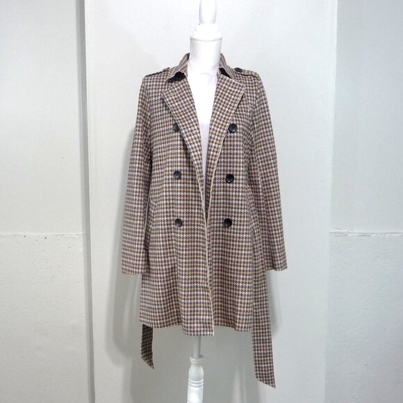 ANTHRO SOLITAIRE FAUX SUEDE TRENCH COAT SMALL - Picture 3 of 11